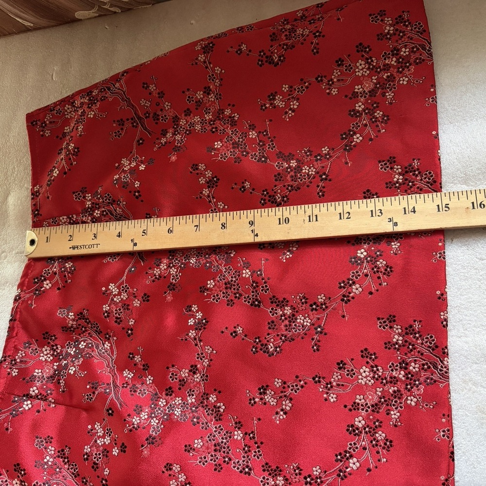 Vintage XOXO Mini Skirt Women 11/12 Red Satin 90s Jacquard Cherry Blossom Floral - Picture 5 of 6